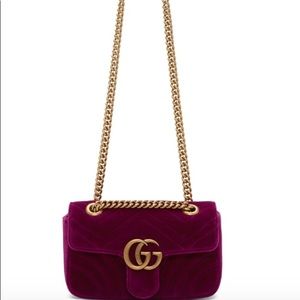 Gucci Purple Velvet Medium GG Marmont 2.0 Bag